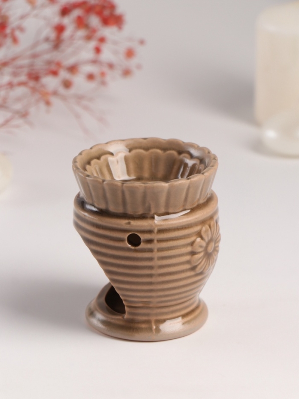 Аромалампа керамика "Соцветие" тёмно-серая 7,7х7,7х8 см