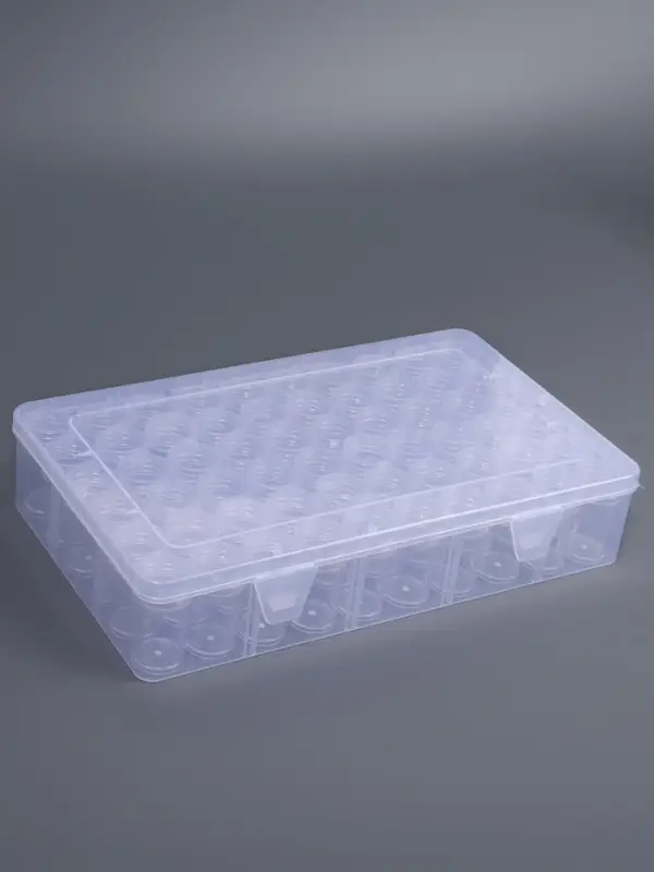 Органайзер для хранения мелочей, 60 баночек, в контейнере, 28&times;17&times;5.5 см, прозрачный