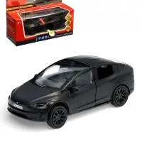 Машина металл. "Tesla Model X Plaid", 12 см, свет-звук, двери, инерц., черный мат. MODELX-12SLMAT-BK
