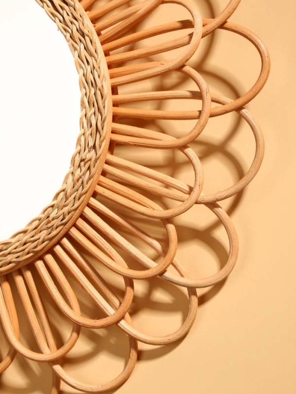 Зеркало настенное, 60×60×3 см, ротанг
