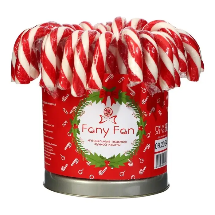 Карамель леденцовая новогодняя Карамель леденцовая новогодняя "Трость" со вкусом клубники, 15 г