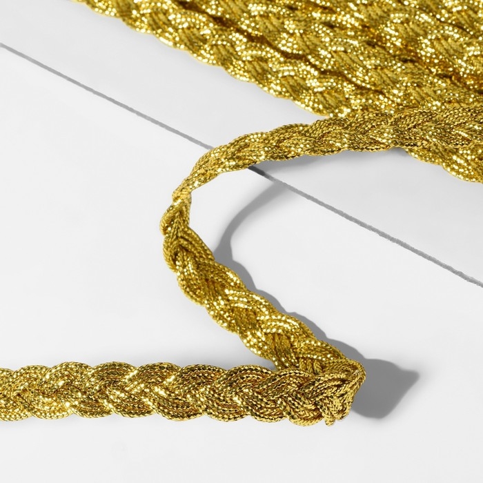 Тесьма декоративная «Косичка», 8 мм, 10 ± 1 м, цвет золотой Тесьма декоративная «Косичка», 8 мм, 10 ± 1 м, цвет золотой