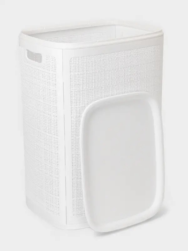 Плетёная корзина для белья с крышкой &laquo;Лён&raquo;, 75 л, 43&times;32&times;60 см, белая