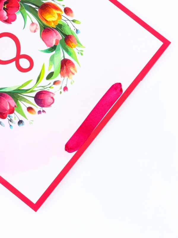 Пакет подарочный ламинированный вертикальный «Праздничный венок», M 26 × 32 × 12 см