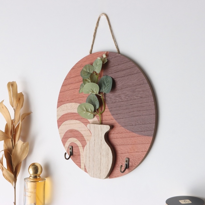 Крючки декоративные дерево Крючки декоративные дерево "Абстракция. Цветок и ваза" 1,5х23,4х23,4 см