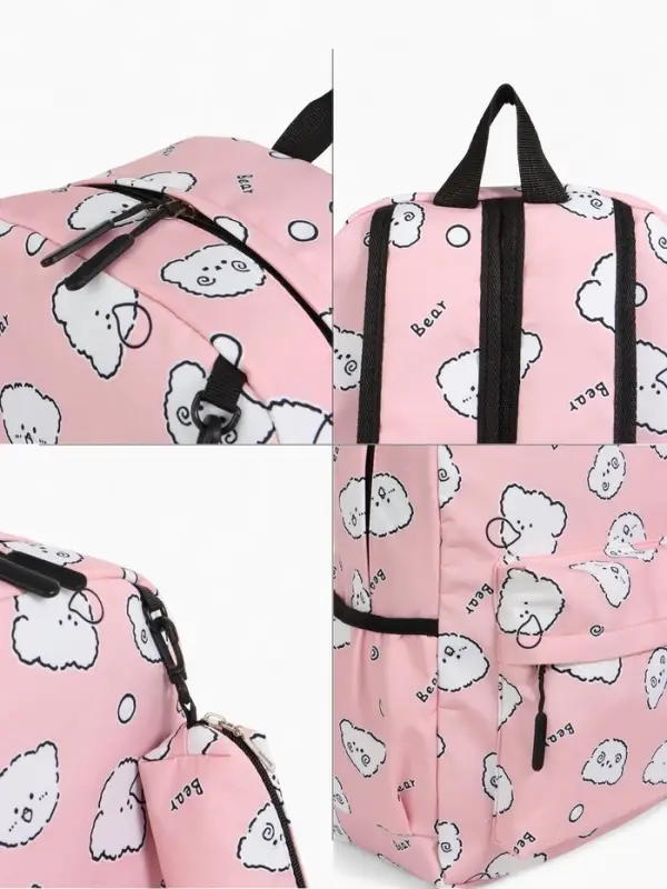 Рюкзак школьный &laquo;Мишки&raquo; для девочки, с пеналом, 3 кармана, 28&times;12&times;43 см, розовый