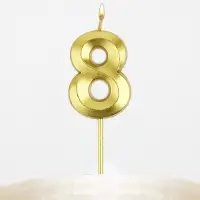 Свеча цифра для торта «8», золото, 2,3 х 8 см