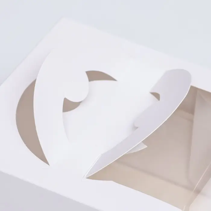 Коробка под бенто-торт с окном, белая, 16&times;16&times;12.5 см