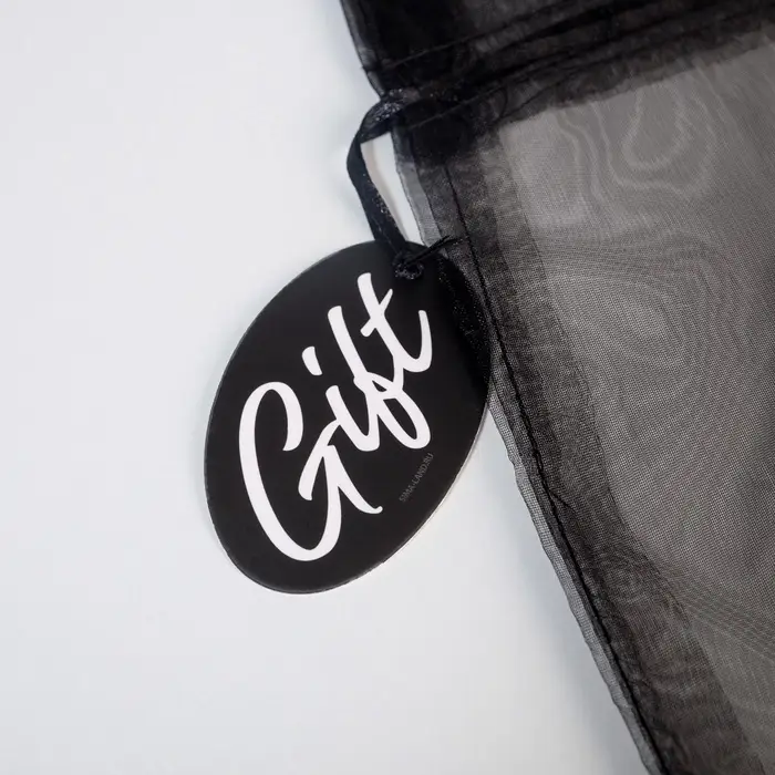 Мешочек подарочный органза черный &laquo;Подарок&raquo;, с шильдиком, 19 х 28 см +/- 1.5 см