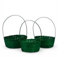 Набор корзин 3 шт 22х18x10 24х19x10 27х21x10 см ручка h=24/26/28 см зеленый