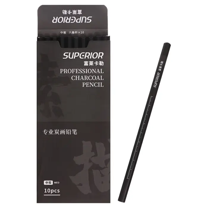 Карандаш угольный чёрный, Medium, корпус темно-серый