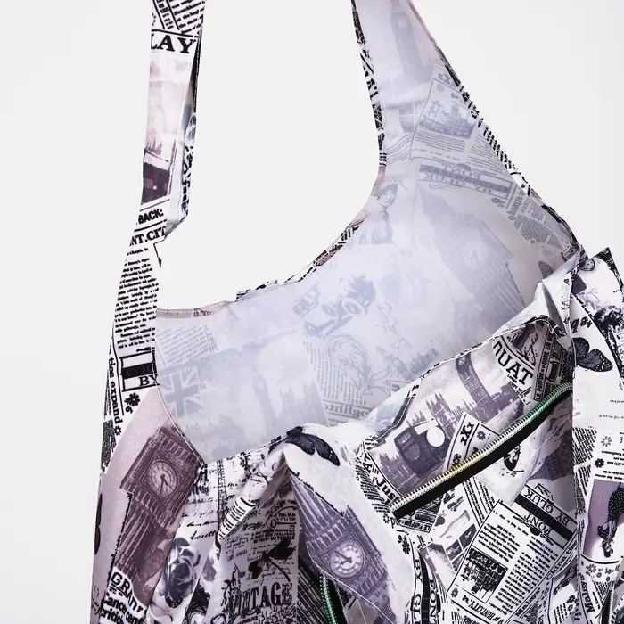 Сумка хозяйственная на кнопке, складная, 42&times;0.5&times;65, чёрная