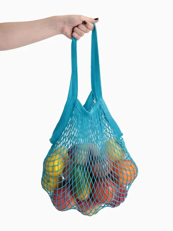 Сумка - авоська плетёная, клетка 1.5 см, синяя