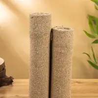 Свеча в бамбуке тройная, 15×15×30 см, 100 мл, песочная