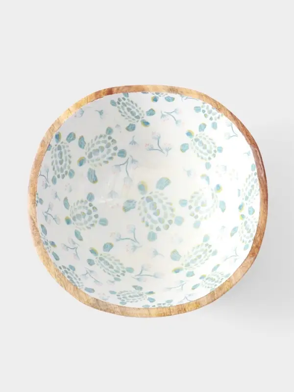 Салатник &laquo;Черепаха и цветы&raquo;, 29&times;29&times;11 см, дерево манго
