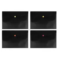 Папка-конверт на кнопке А5, 150 мкм, Calligrata No Secret, непрозрачная, черная, микс цветные кнопки