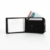 Портмоне мужское на магнитах, отдел для купюр, карт, монет, чёрное