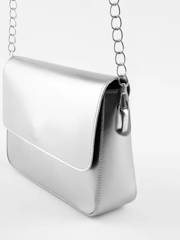 Ручка для сумки, с цепочками и карабинами, 120&times;1.8 см, цвет серебряный