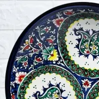 Ляган узбекский Риштанская Керамика &laquo;Узоры&raquo;, d=33 см, глубокий, синий