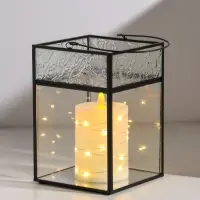 Подсвечник стекло, металл "Следы от листьев" прозрачный 13,5х13х19,4 см