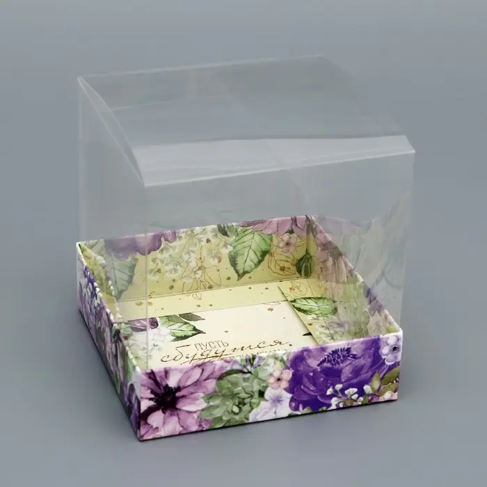 Коробка сборная с PVC крышкой, «Комплимент», 10×10×10 см Коробка сборная с PVC крышкой, «Комплимент», 10×10×10 см