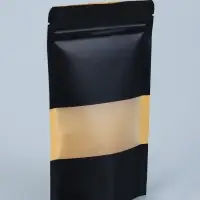 Пакет Zip-lock Крафт с прямоугольным окном, черный,12&times;20&times;4 см