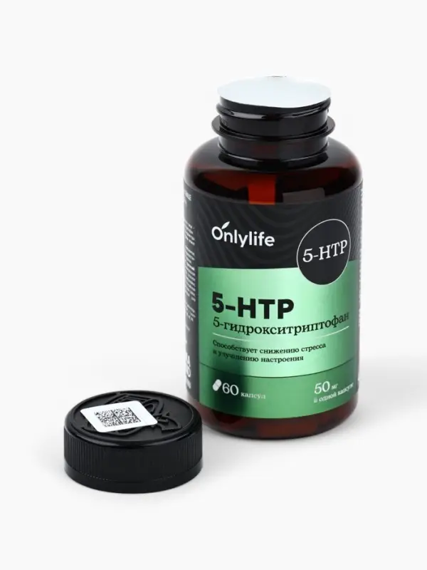 5 HTP триптофан витамины для настроения и сна, контроль веса, 60 капсул