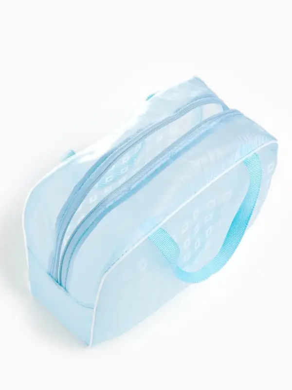 Косметичка - сумка на молнии, с ручками, для бассейна, с рисунком, голубая