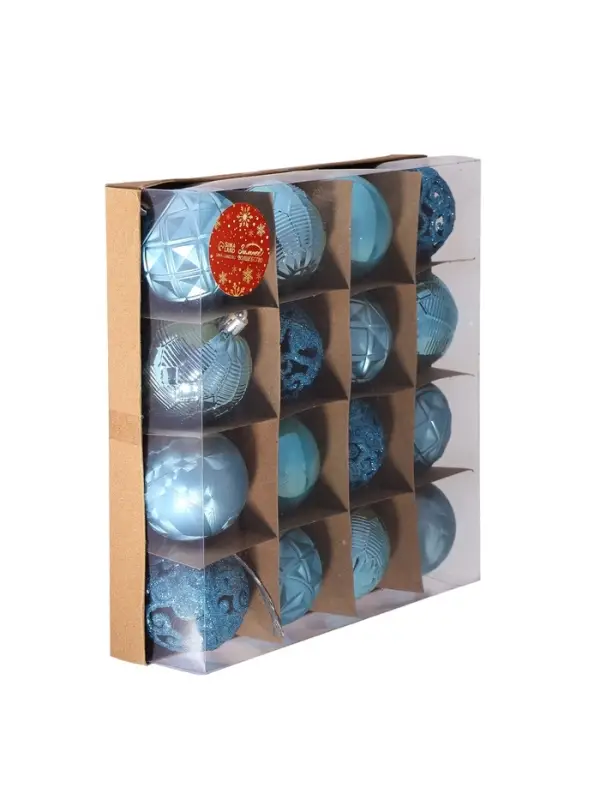 Ёлочные игрушки &laquo;Винтаж&raquo;, шары новогодние, d=6 см, набор 16 шт., голубой