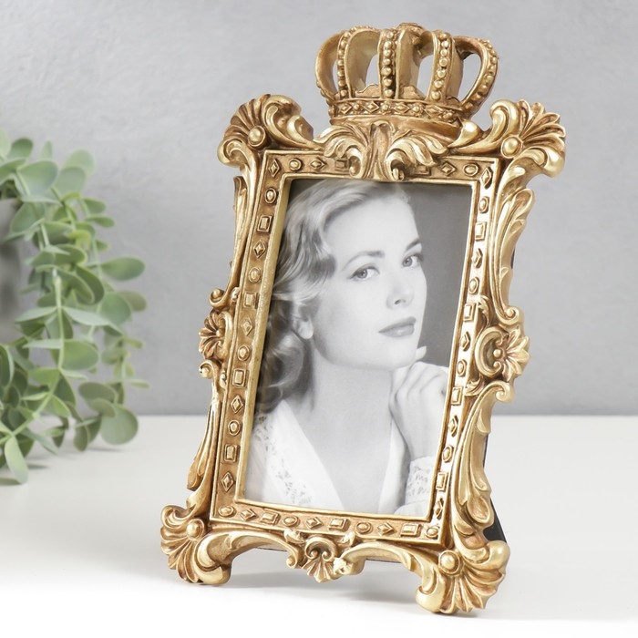 Фоторамка полистоун 10х15 см Фоторамка полистоун 10х15 см "Корона императора" золото 23х15 см