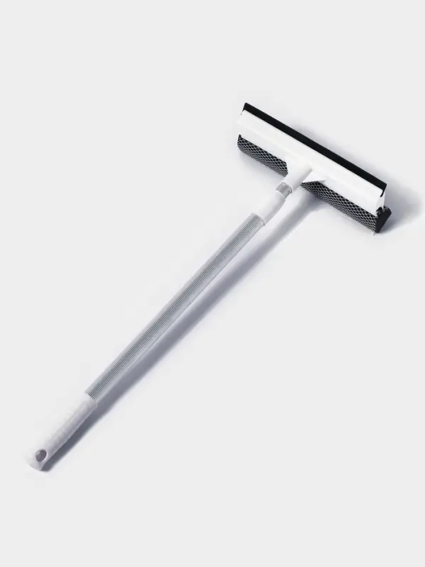 Щётка для окон, телескопическая ручка 47(80.5) см, поролон, две насадки из микрофибры с держателем 11.5&times;6.5 см