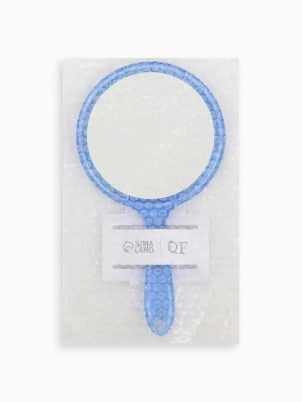 Зеркало с ручкой, двустороннее, с увеличением х2, 11.5&times;21 см, (d=10 см), МИКС