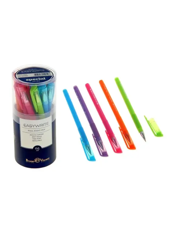 Ручка шариковая BrunoVisconti. EasyWrite Special, синий стержень, узел 0.5 мм, резиновый упор, матовый корпус, МИКС