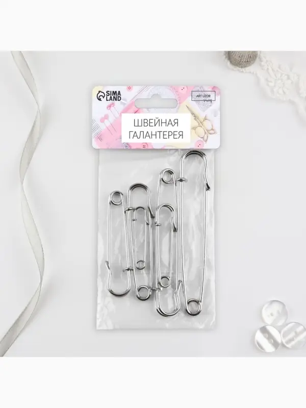 Набор булавок шляпных, 38/50/63/70/90/100 мм, 6 шт.