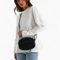 Сумка женская кросс-боди на молнии, 19&times;7&times;15 см, чёрная