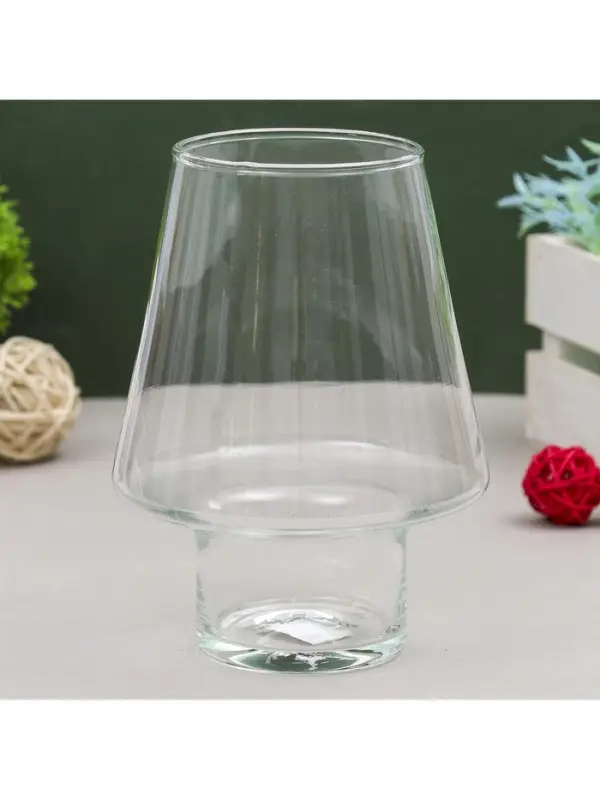 Ваза для цветов &laquo;Гала&raquo;, малая, 700 мл, d=8 см, 18&times;13 см, высота ножки 5 см, стекло, прозрачная