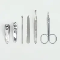 Набор маникюрный, 6 предметов, в футляре, чёрный