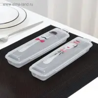 Футляр для столовых приборов Доляна, 24&times;7.5&times;3.8 см, прозрачный, рисунок МИКС