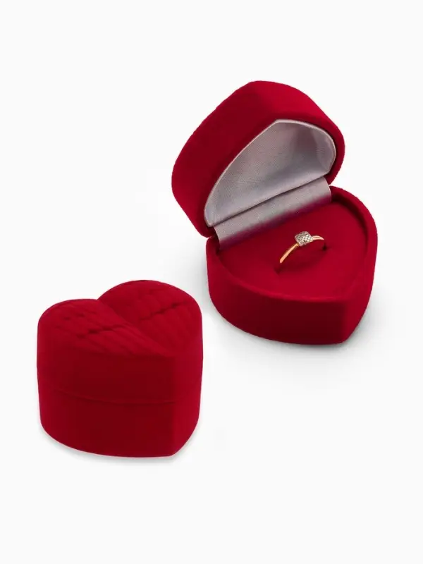 Футляр под серьги, кольцо &laquo;Сердце&raquo;, бархатный, 5.2&times;4.6 см, бордовый