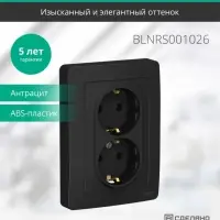 BLANCA скрытой установки розетка двойная с заземлением без шторок, 16А, 250В, антрацит