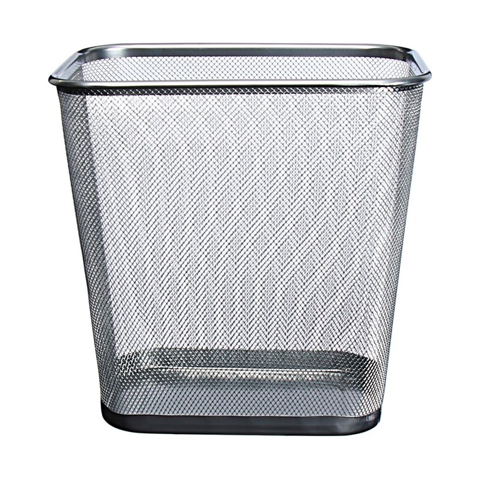 Корзина для бумаг Calligrata, 14 литров, сетка, металлическая, прямоугольная, серебро Корзина для бумаг Calligrata, 14 литров, сетка, металлическая, прямоугольная, серебро