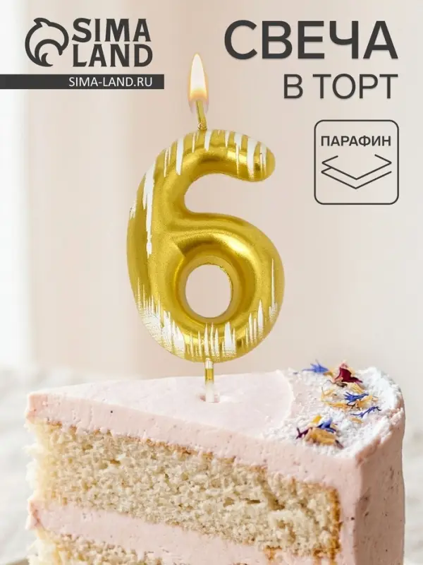 Свеча для торта &laquo;Легенда&raquo;, цифра 6