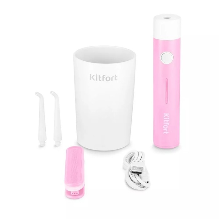 Ирригатор Kitfort КТ-2957-1, портативный, 320 мл, 3 режима, 2 насадки, от АКБ, бело-розовый Ирригатор Kitfort КТ-2957-1, портативный, 320 мл, 3 режима, 2 насадки, от АКБ, бело-розовый