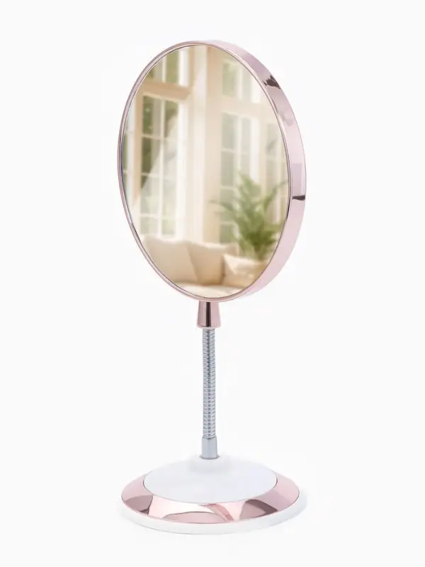 Зеркало настольное, круглое, на гибкой ножке, 16&times;29.5 см, (d=15.5 см), цвет медный