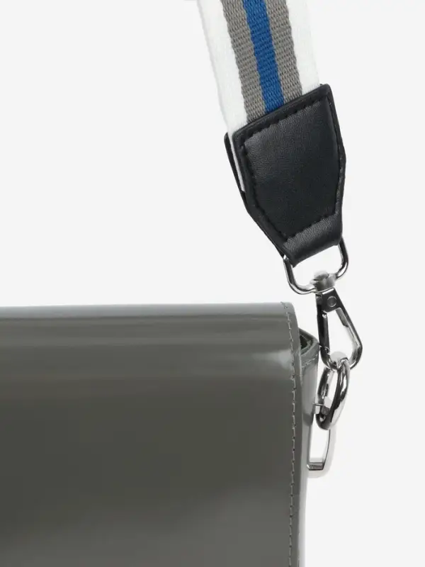 Ручка для сумки, стропа с кожаной вставкой, 140&times;3.8 см, белая, синяя