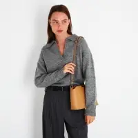 Сумка женская кросс-боди на молнии, 25&times;9.5&times;18.5 см, бежевая