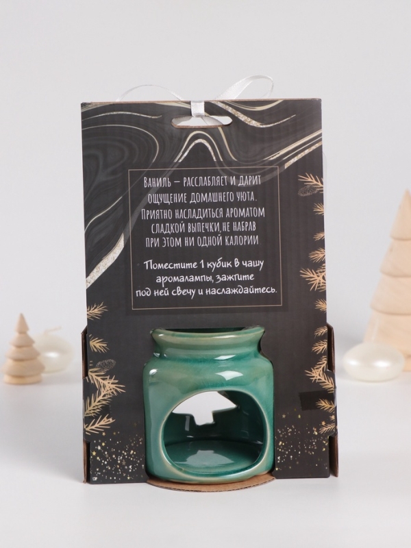 Набор: аромалампа для эфирных масел, мелтсы из воска ароматические «Ёлочка», зелёная, 7.5×7.5×8 см Набор: аромалампа для эфирных масел, мелтсы из воска ароматические «Ёлочка», зелёная, 7.5×7.5×8 см