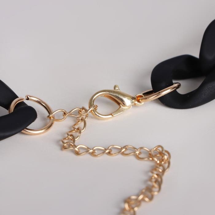 Колье «Цепь» плоские звенья, глянцевое, цвет чёрный, 48см Колье «Цепь» плоские звенья, глянцевое, цвет чёрный, 48см