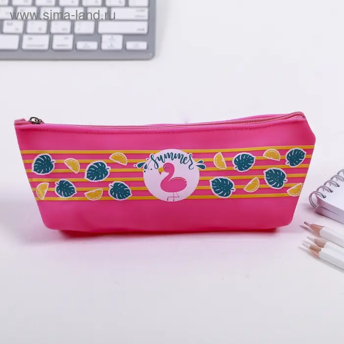 Пенал школьный Calligrata Summer, на молнии, 1 отделение, силикон, розовый Пенал школьный Calligrata Summer, на молнии, 1 отделение, силикон, розовый