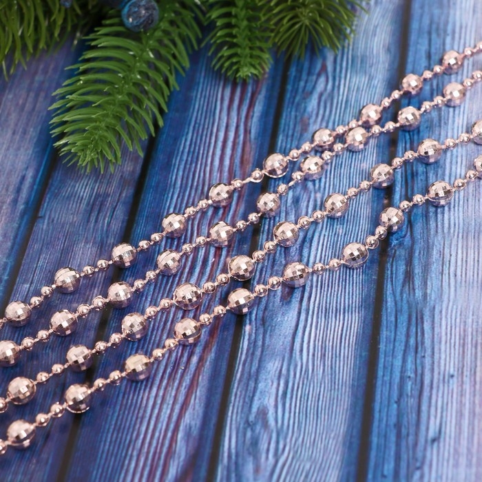 Бусы на ёлку 2,7 м d-8 мм Бусы на ёлку 2,7 м d-8 мм "Шарики рельефные" микс